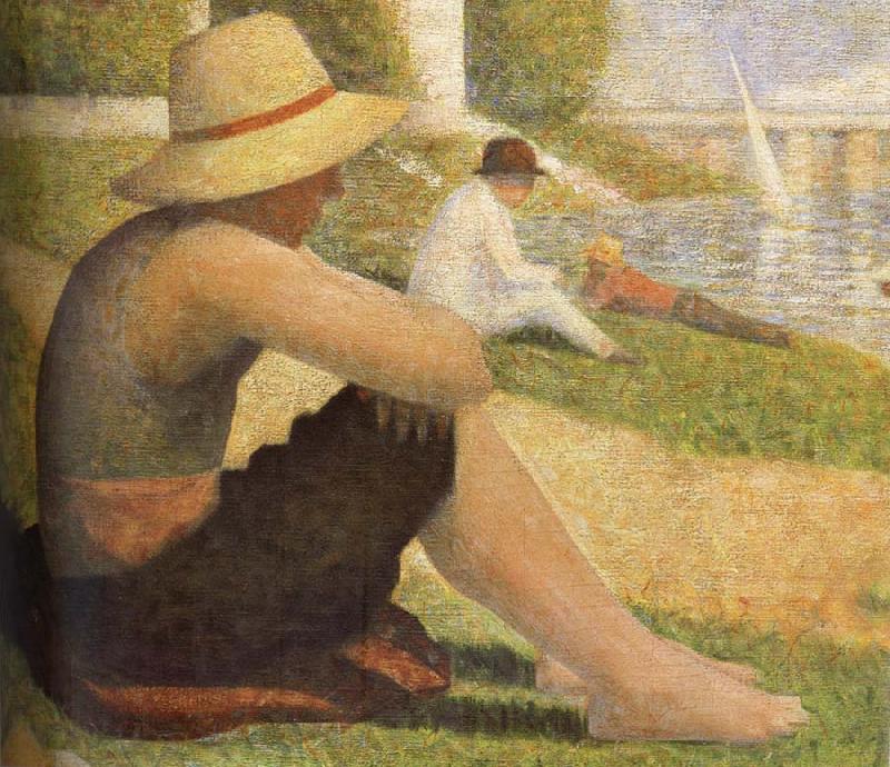 Georges Seurat The Boy Wearing hat on the ground oil painting image